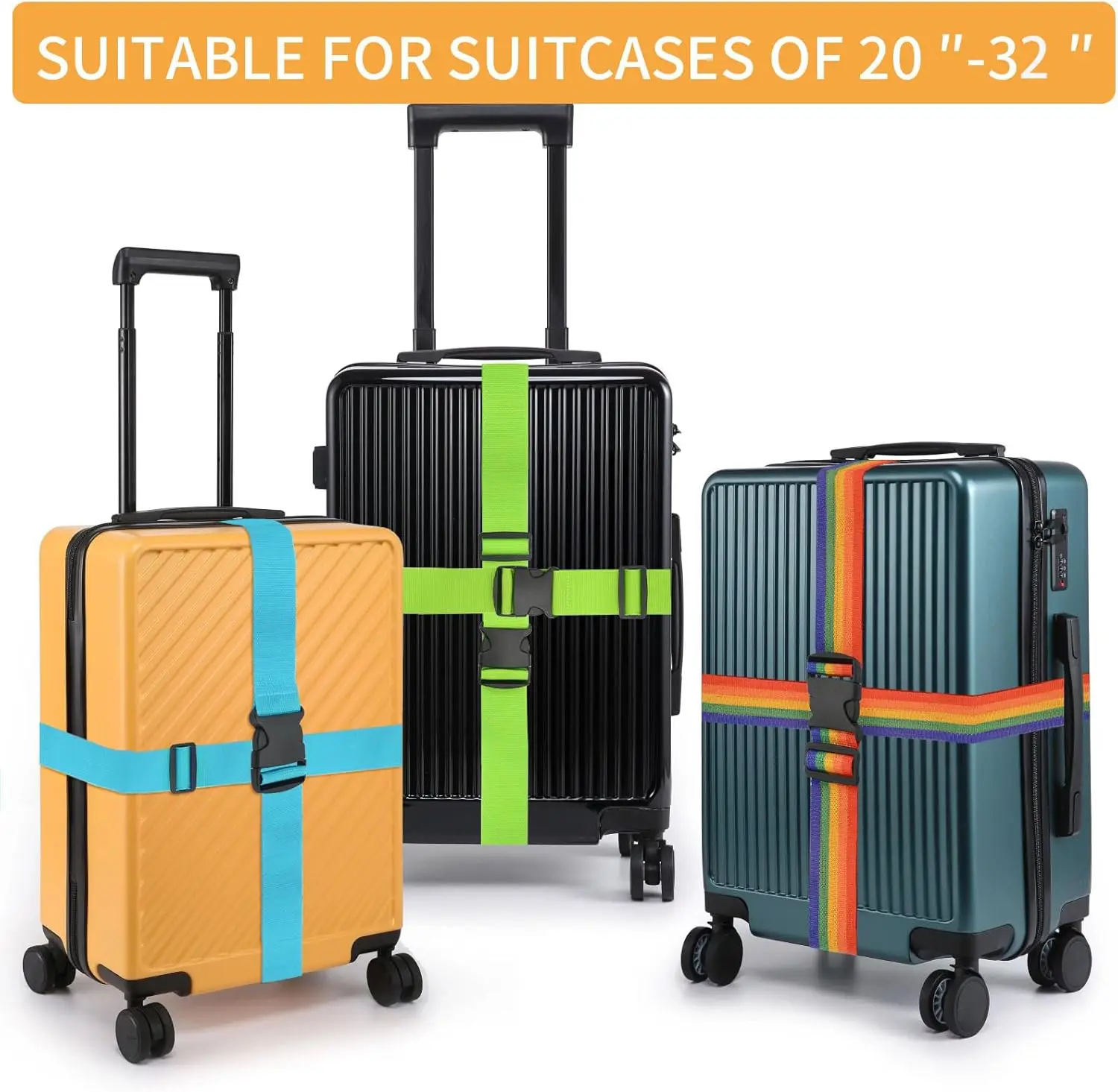 4 Pack Luggage Strap Suitcase Belts Elastic Telescopic Travel Bag Belt for Suitcase Fixed Belt Travel Buckle Strap Baggage Belts
