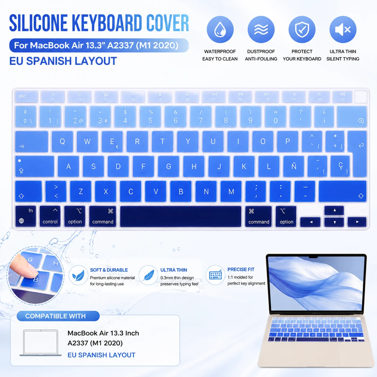 Ultra Thin Soft Silicone Keyboard Cover for MacBook Air 13
