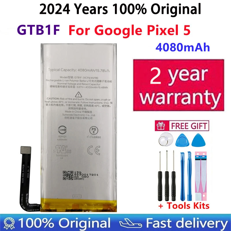 100% Original New High Quality GTB1F 4080mAh Phone Replacement Battery For Google Pixel 5 GD1YQ GTT9Q Batteries Bateria + Tools