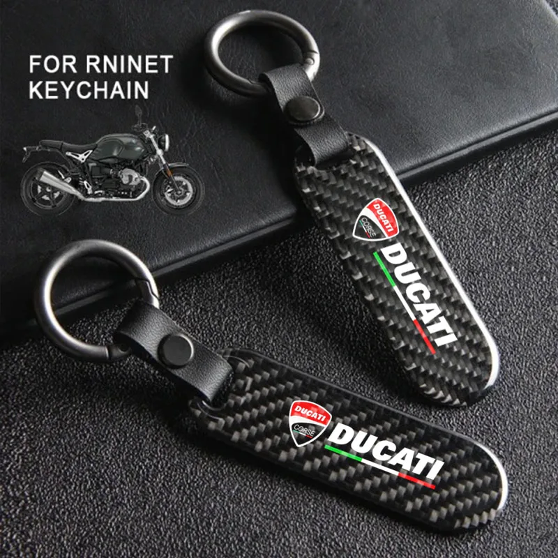 For Ducati Diavel Superleggera V4 V2 Scrambler MONSTER 959 1199 1299 Panigale 848 /EVO 1198/S/R Motorcycle KeyChain Carbon Fiber