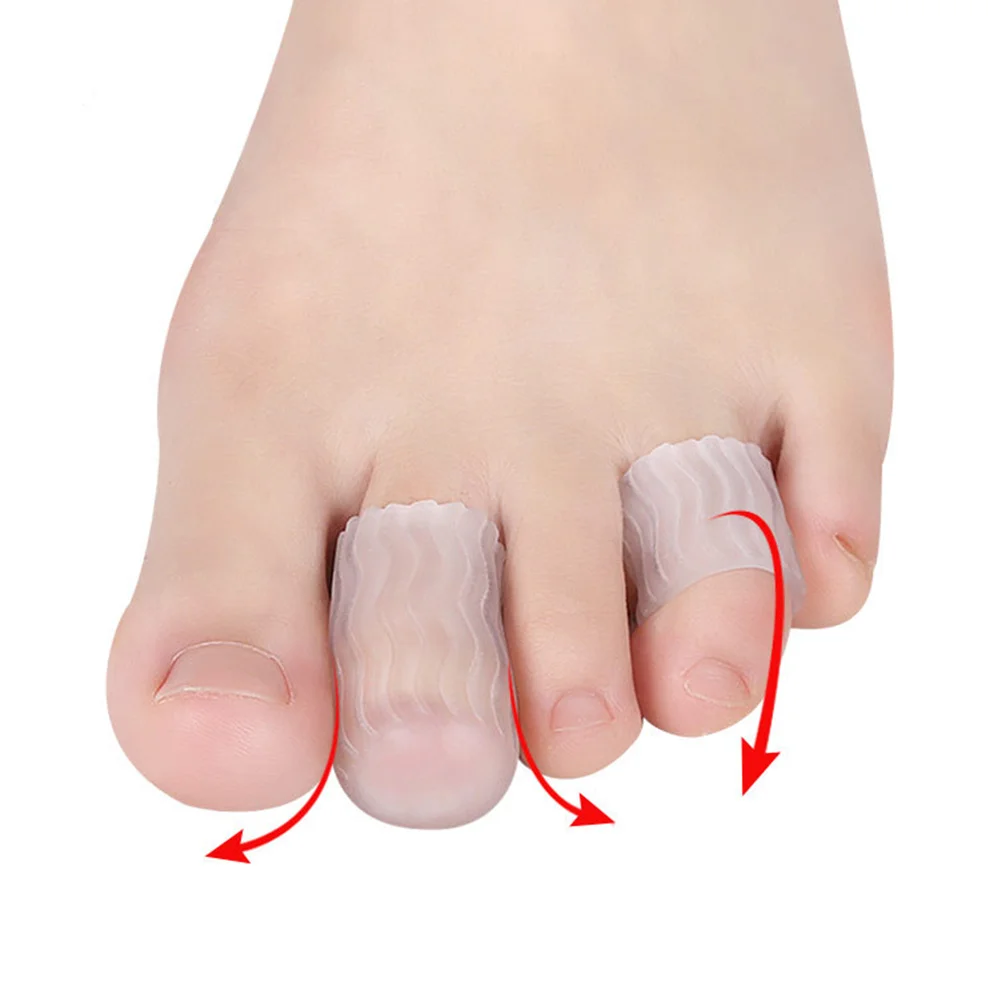 

4pcs Toe Caps Toe Protectors For Pain Relief Soft Gel Separators Non-Slip Wave Design For Men Women Foot Care Tool