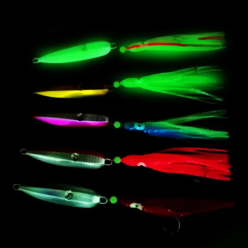 طعوم صيد معدنية ذات رأس رصاص من توبلين ، طعوم صيد بطيئة ، طعوم أخطبوط صناعي ، صيد سمك الحبار ، 40 جم ، 60 جم ، 80 جم ، g