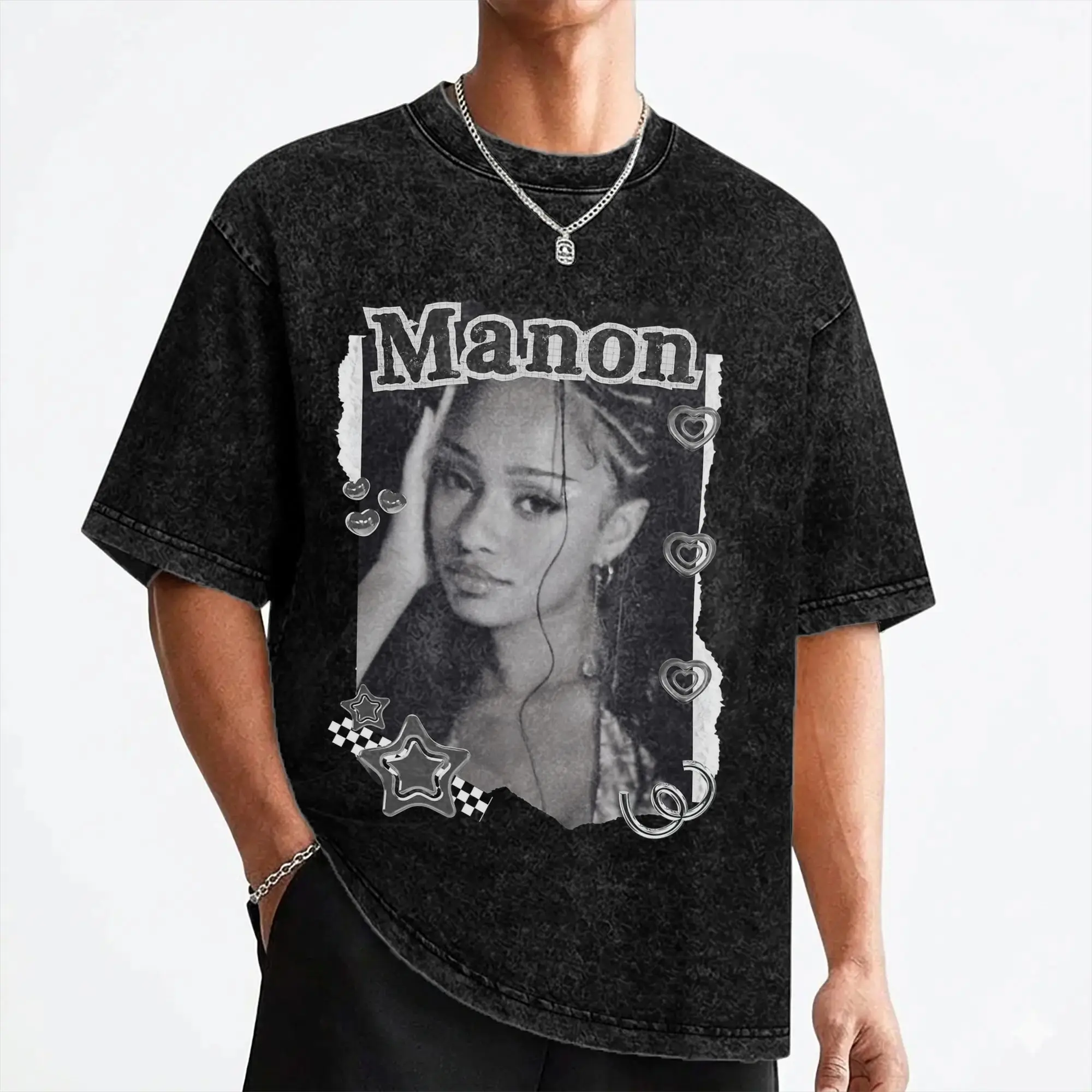 Manon Katseyes Kpop Girl Group T Shirts Washed 100% Cotton Oversize T-Shirt  Novelty for Men Women Streetwear Printed Tees