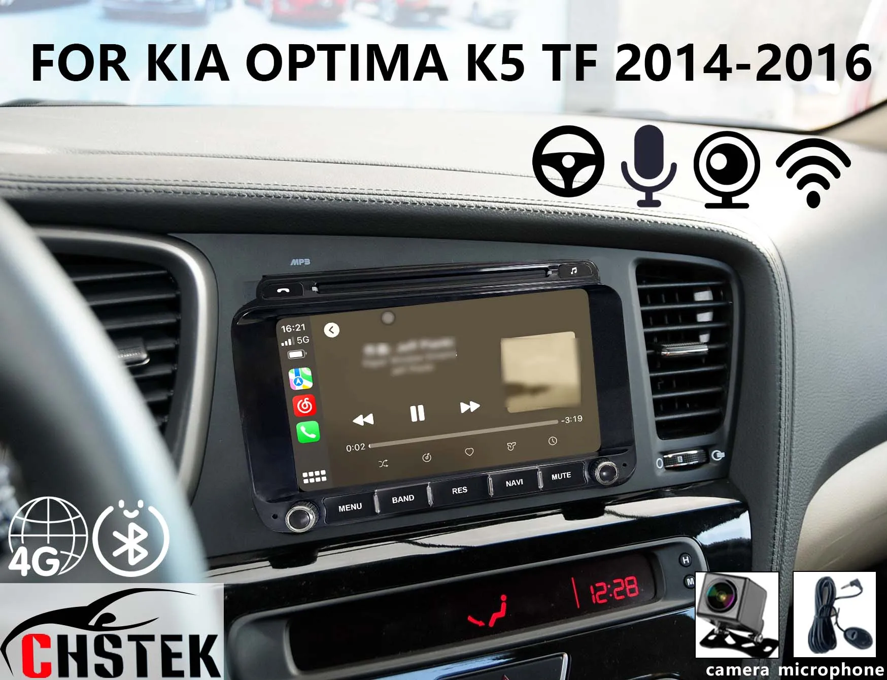 CHSTEK 4G Carplay For Kia Optima K5 TF 2014 2015 2016 Wireless Multimedia Android WIFI Auto GPS DSP Audio Vedio Handsfree Stereo