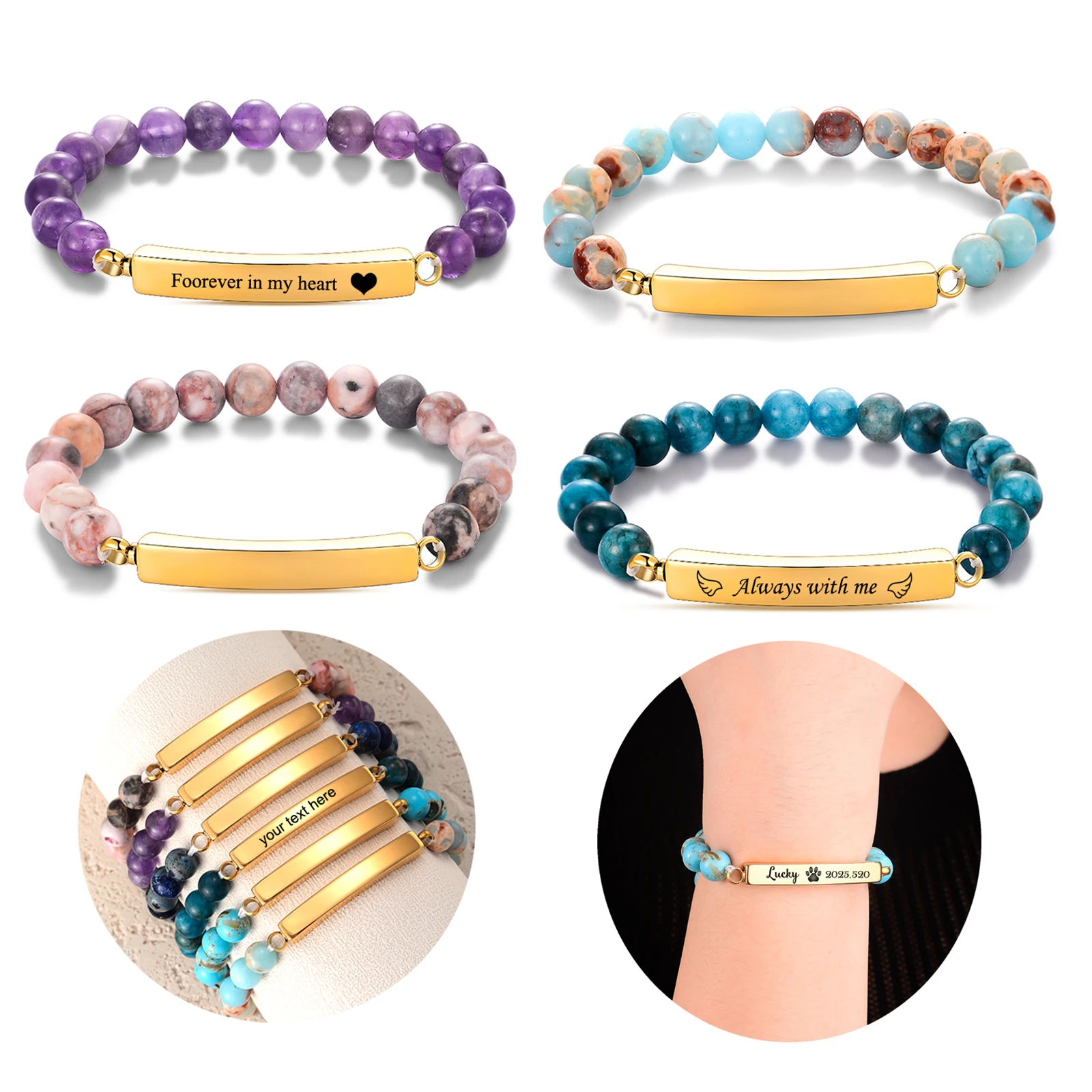 

Natural Stone Cremation Bracelet for Ashes Engraved Stainless Steel Cube Urn Bangle Locket Ash Holder Memorial Jewelry Gift