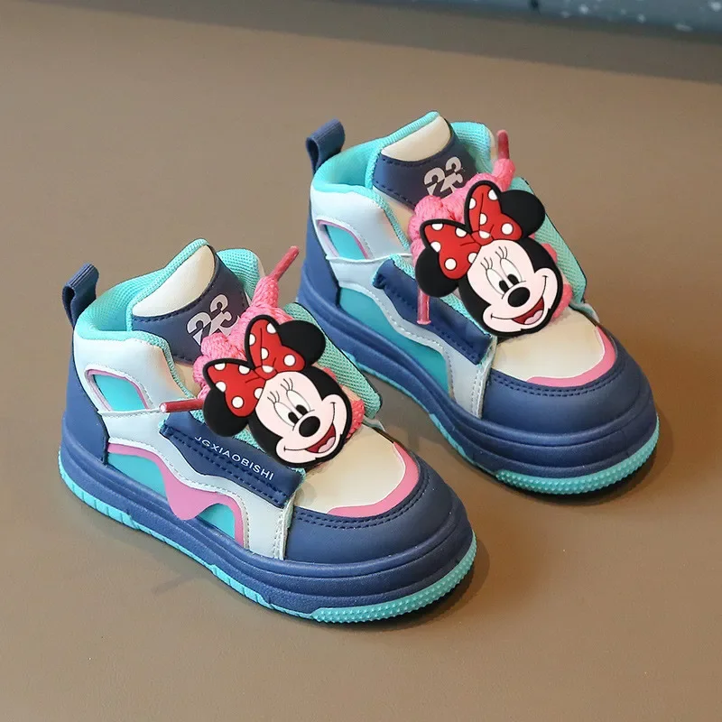 Disney Mickey Mouse Children Sports Shoes Spring Autumn Board Shoes Girls Baby Boys Casual Shoes Soft Sole Sneakers