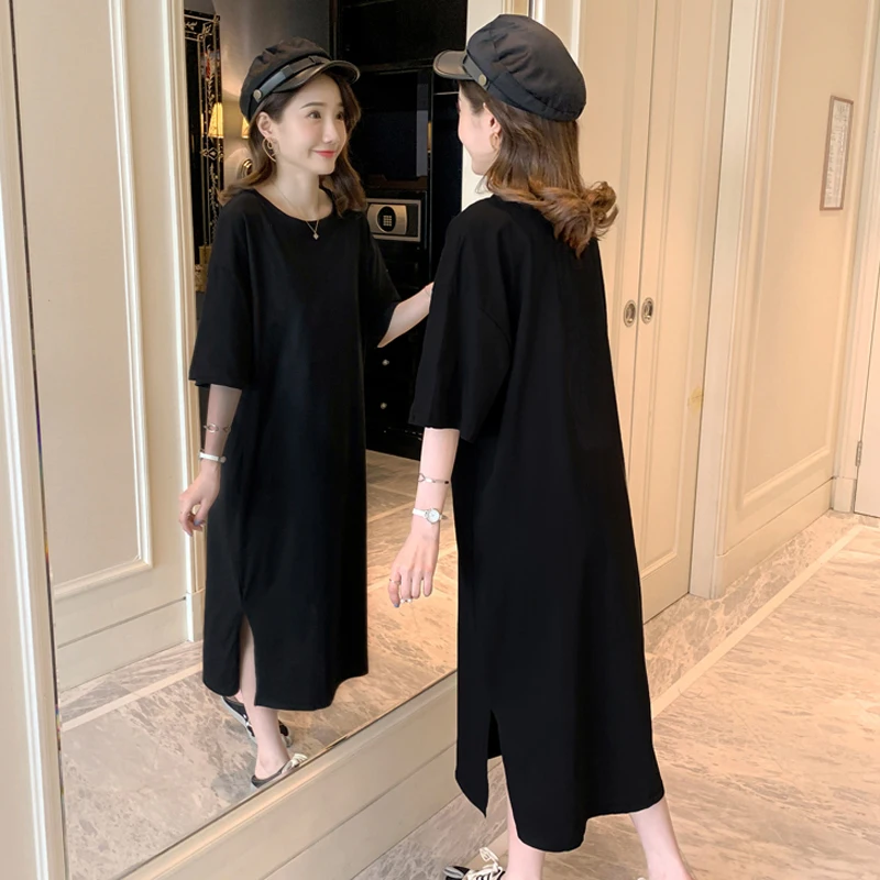 Summer Trendy Long Cartoon Print Sleep Dress Women's Loose plus Size Home Leisure Comfortable Short Sleeve round Neck Dress