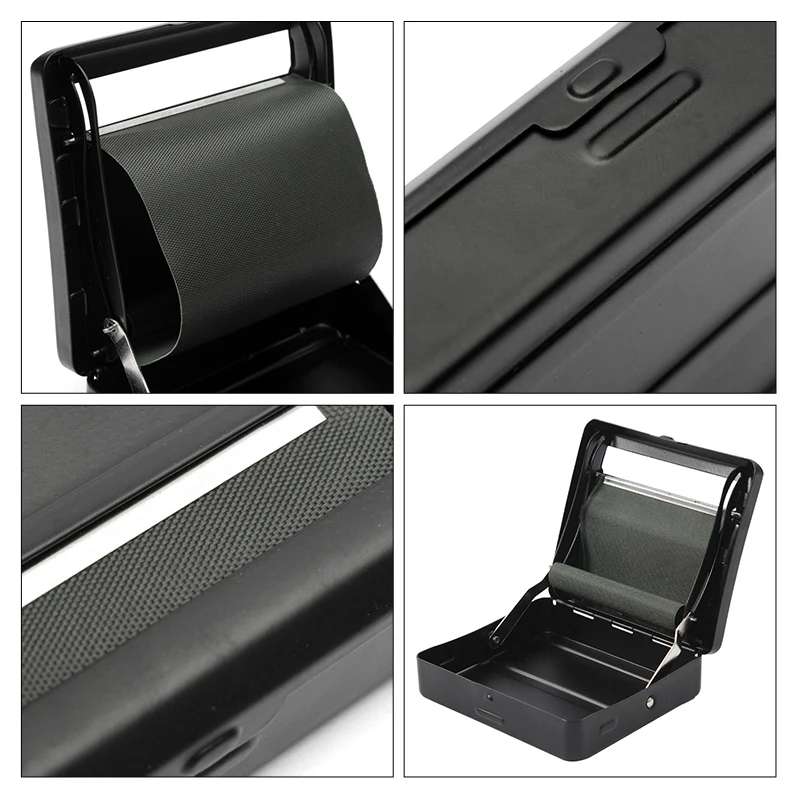 Cigarette Case Automatic Rolling Machine Black Tin Case Smoke Maker Tobacco Roller Smoking Tool Tobacco Cigarette Accessories