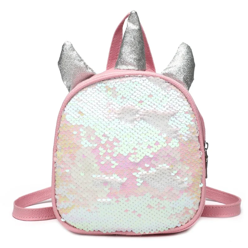 Mochila de unicornio para niños y niñas, bolsa de libros pequeña, mochilas escolares plateadas brillantes, bolsa de diseñador