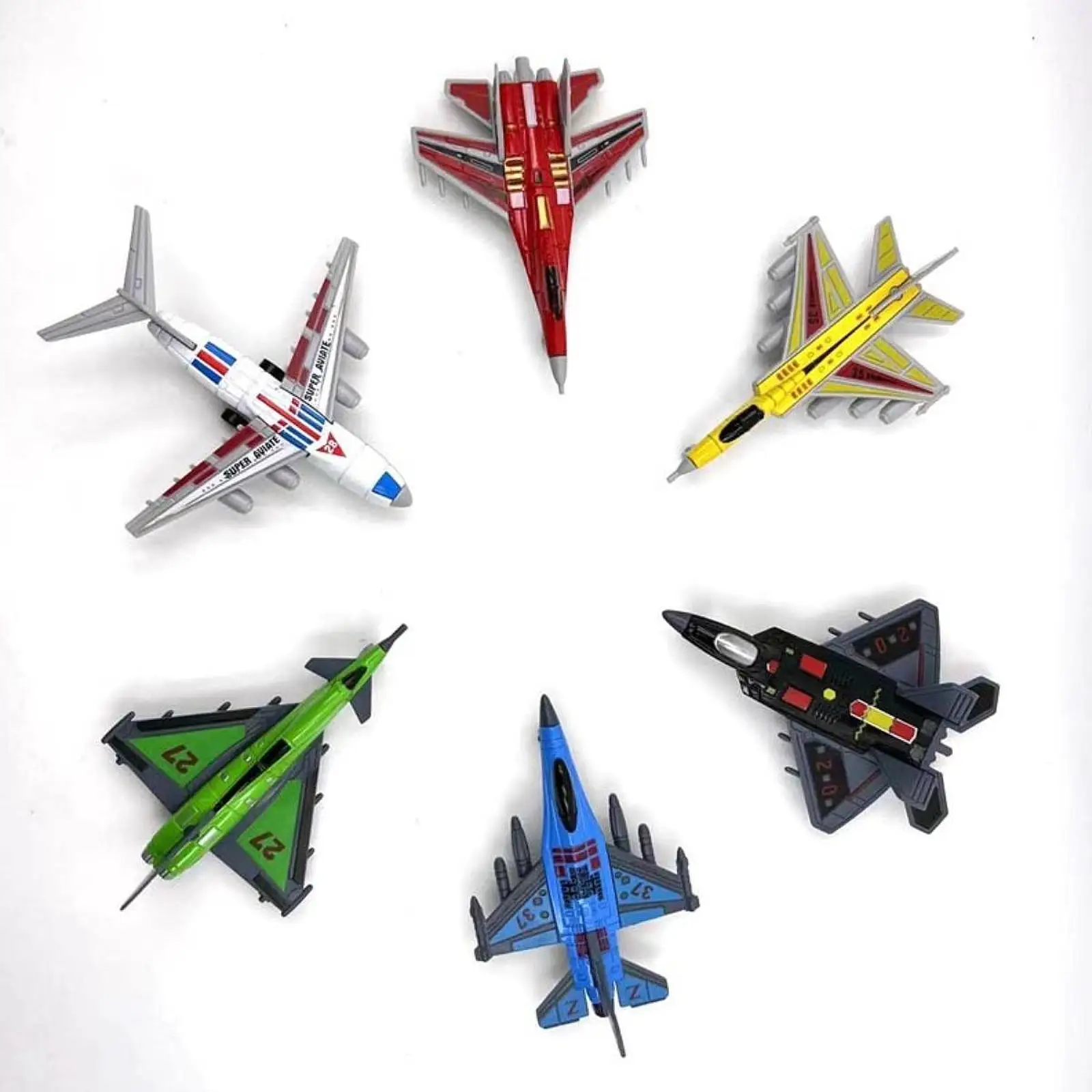 6 Pieces Alloy Airplane Fighter Jet Models Airplane Simulation Children Toy Diecast Plane Models for Desktop Office Shelf