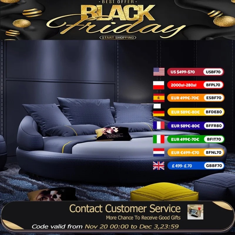 

Итальянская минималистичная большая круглая кровать, мягкая современная двуспальная светлая роскошная свадебная кровать, мебель для маленькой квартиры Camas De Dormitorio