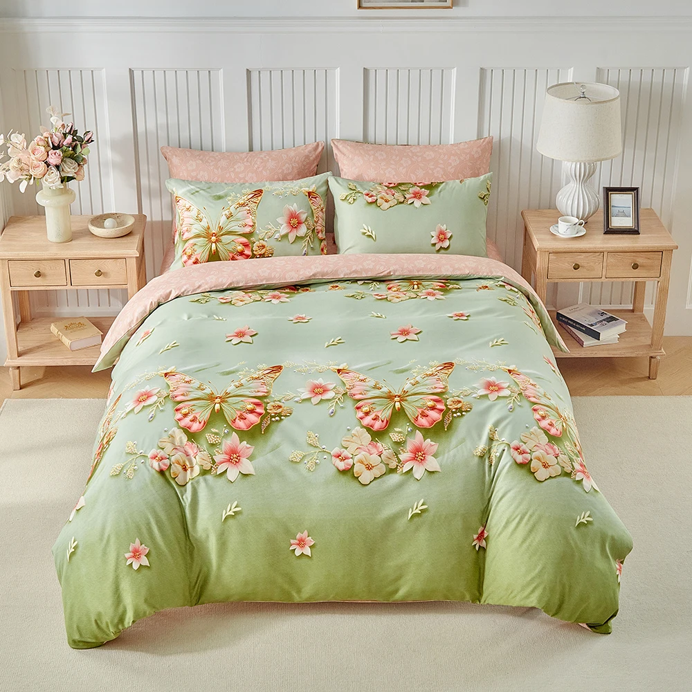 

Duvet Cover Bedding Set Twin Full Queen King 135x200 Nordic Quilt Cover 240x220 Double Single Butterfly Rose Bed Linen 200x200