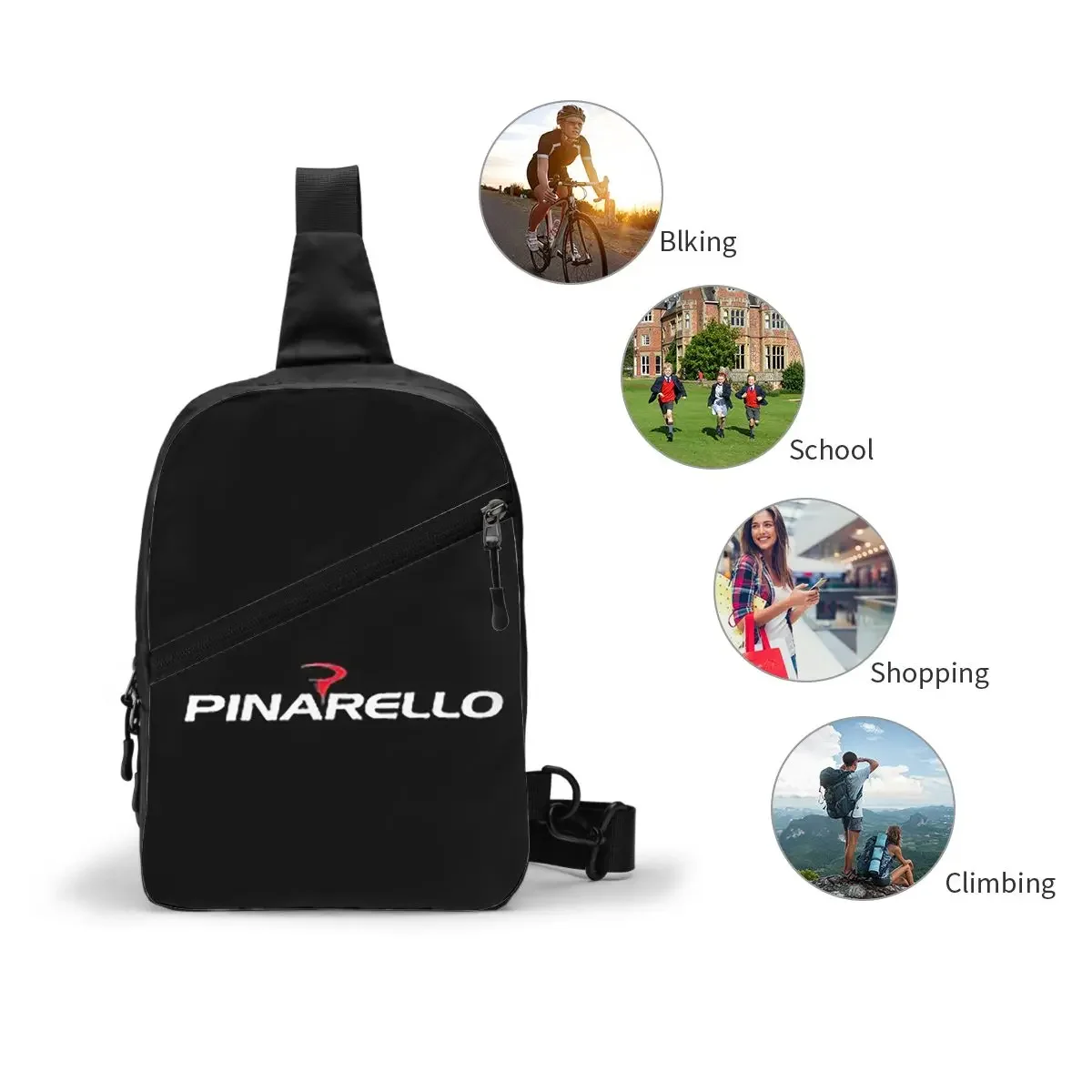 Tas Dada Sepeda Pinarello Skrip Putih Tas Dada Ransel Selempang Pria Tas Bahu Daypack Hiking Bepergian