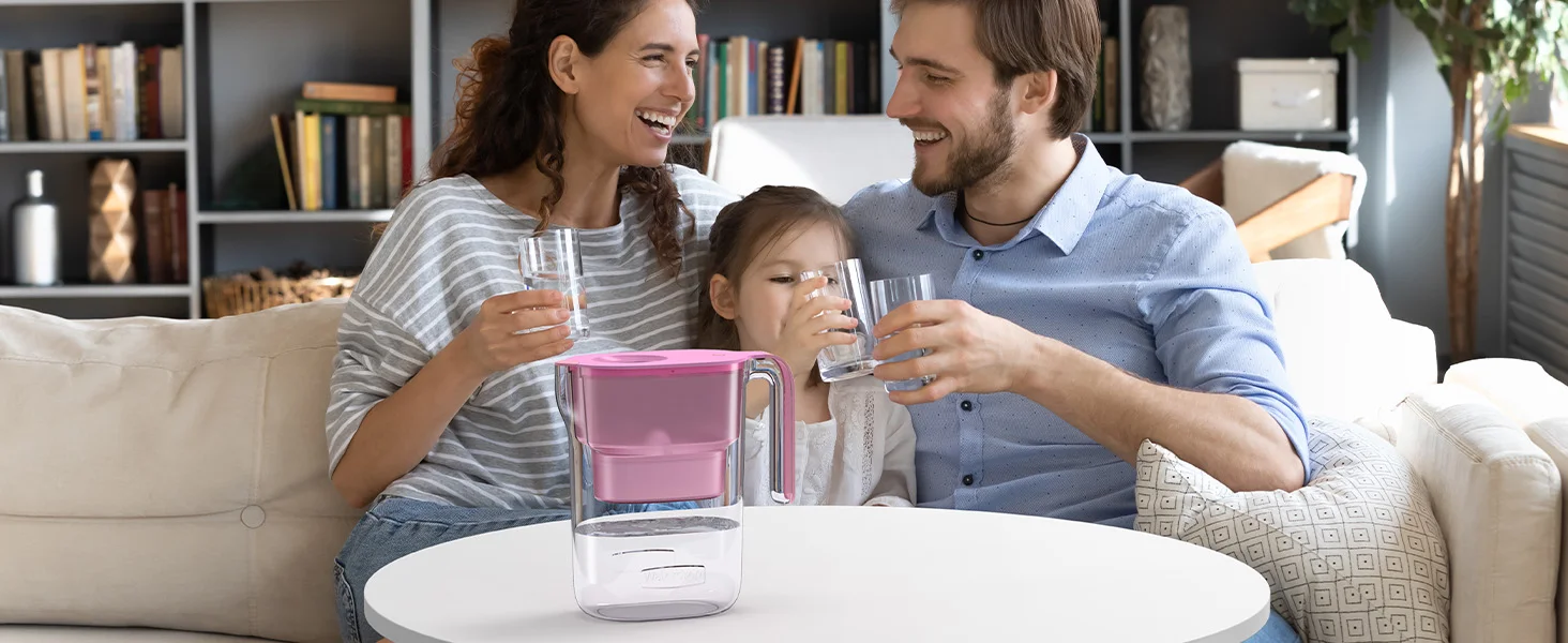 Waterdrop PT-05 Water Filter Pitcher, 7-Cup Capacity, NSF Certified, Pink | 5X Longer Filter Life, Up to 200 Gallons, for Fridge, Countertop, and Gift Giving, Reduces PFOA/PFOS, Chlorine