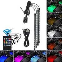 12V 72LED Car LED Interior Ambient Foot Strip Light Atmosphere Decorative Lamp Convenient Remote Control RGB