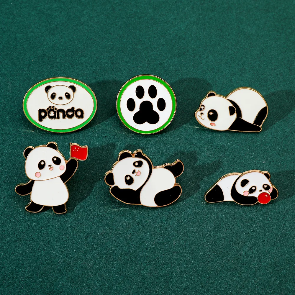 

Cute Cartoon Creative Personality Panda Baby Metal Badge Little Alloy Brooch Accessories Pin Decoration