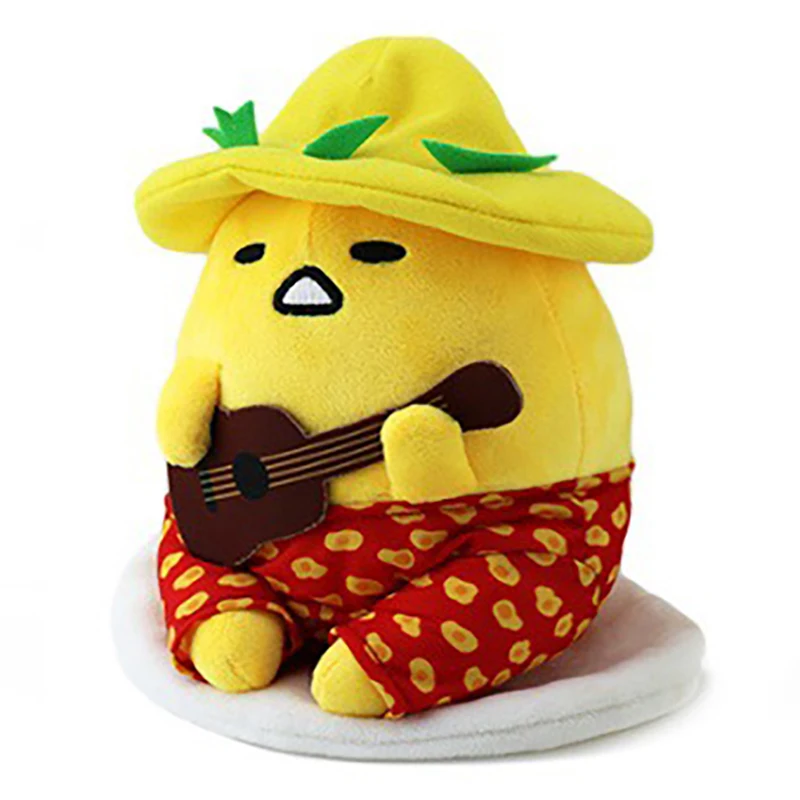 Hawaii Sanrio Gudetama Plush Pillow Anime Cartoon Kawaii Stuffed Toys Wreath Guitar Plush Doll Bed Decoration Girl Birthday Gift