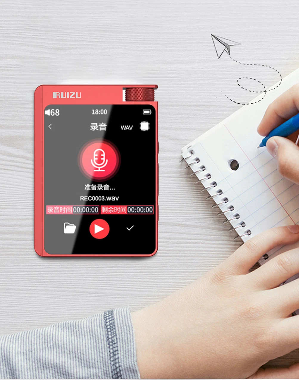 الأصلي RUIZU A55 16GB HIFI DSD ضياع بلوتوث الموسيقى مشغل mp3 hifi المحمولة مشغل موسيقى المشي