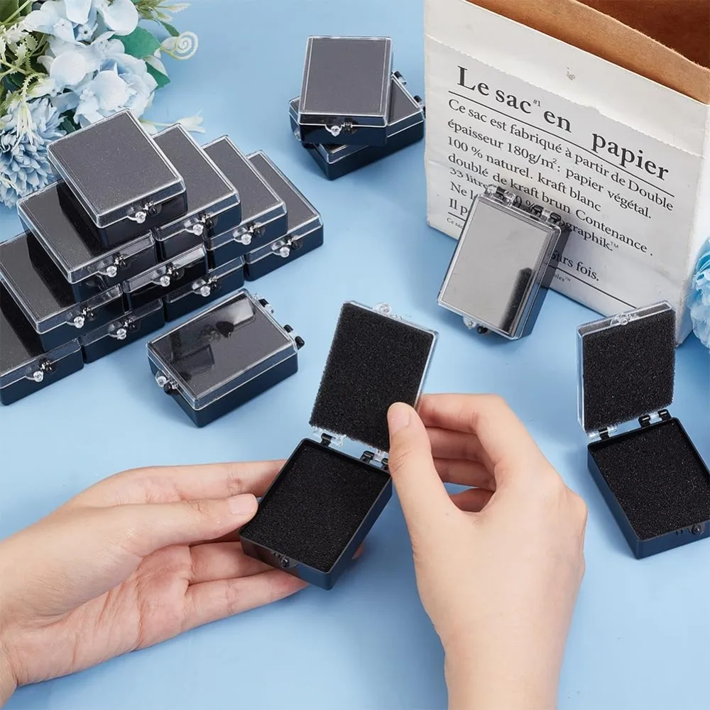 Black Plastic Brooch Storage Boxes with Protective Foam