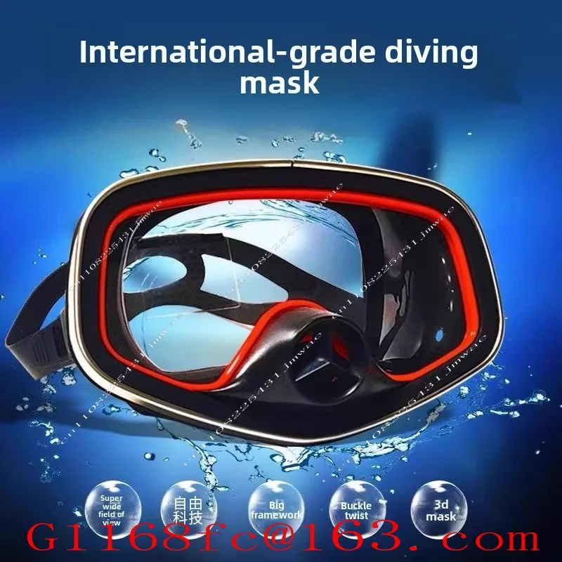 High Definition Diving Mask Nose Valve Large Mirror Frame Tempered Mask