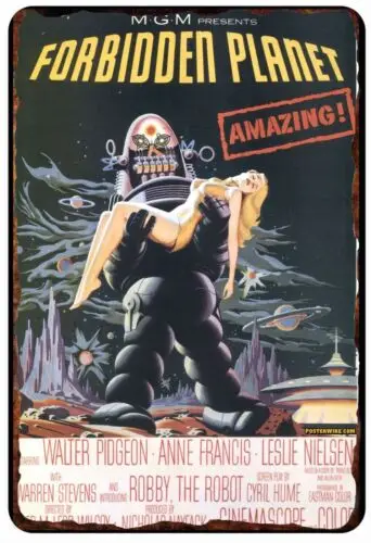 Si Fi Forbidden Planet Poster, komplett aus Metall, Blechschild – Aluminium