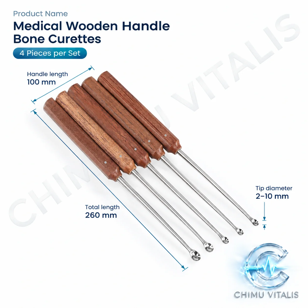 【CHIMU VITALIS】 Scraping Spoon Stainless Steel Instrument for Human and Veterinary Use