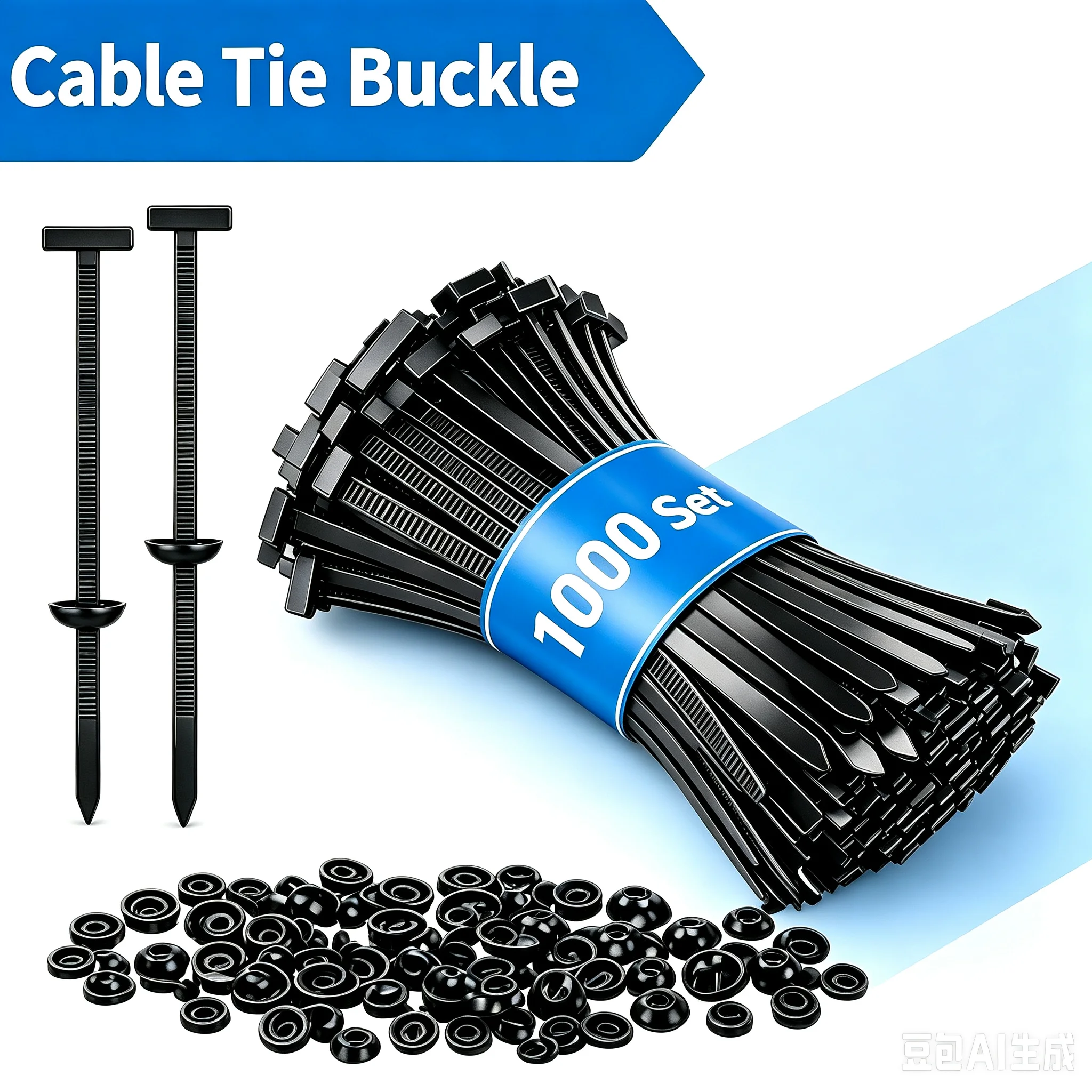 Heavy Duty Versatile Nylon Cable Tie Buckle Multi-Purpose Auto Fastening Straps Self-Locking Zip Ties Holder for Organizing