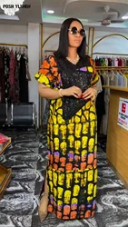 Artı boyutu Abaya kadınlar için afrika elbiseler 2024 yeni geleneksel nijerya lüks Sequins kaftan uzun Maxi elbise Musulman Robe Femme