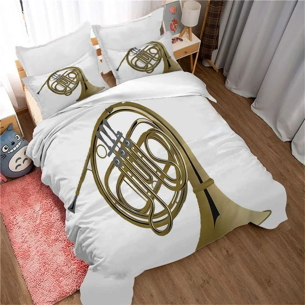 Musical Instruments Guitar Pattern Ptint Duvet Cover Polyester Full King Size Bedding Set with Pillowcase for Kids Music Lover