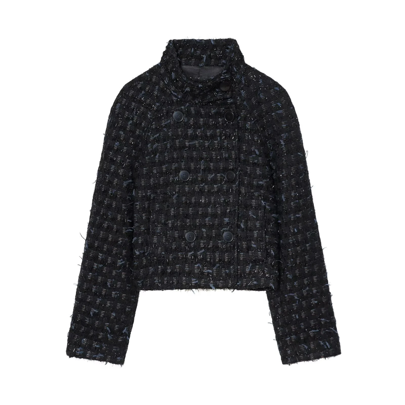 

Зимняя новая женская одежда в европейском и американском стиле, двубортная куртка с металлическим цветовым дизайном