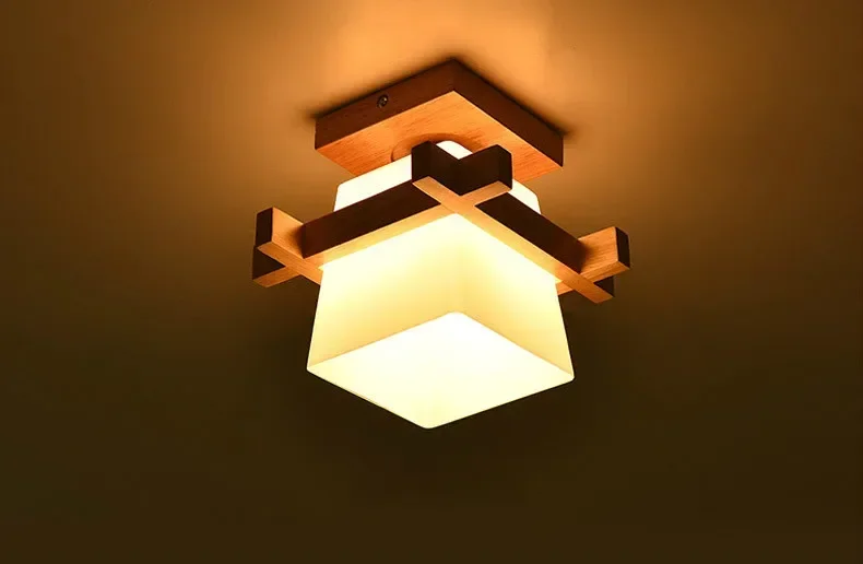 

Simple Japan Tatami E27 Wooden Lamp Light Hallway Porch Balcony Ceiling Light Fixtures Glass Modern Ceiling Lamp