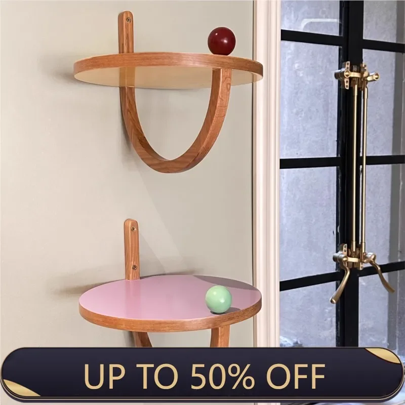 MOMO-Solid Wood Shelf for Home Decoration, Round Ball Trick Series, Multi-Color Storage, Fashion