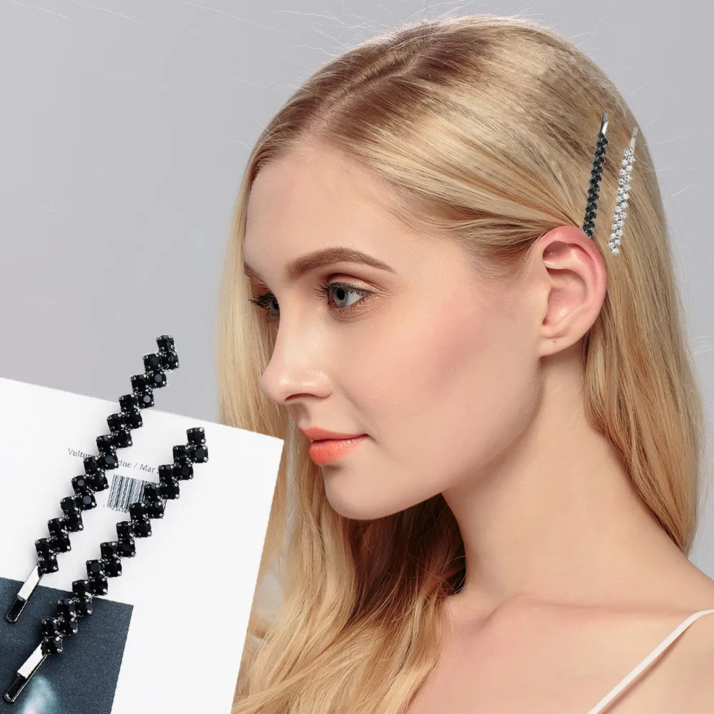 2 قطعة/المجموعة الفاخرة كريستال دبابيس الشعر النساء أزياء حجر الراين كلمة واحدة الجانب الانفجارات المشابك إكسسوارات الشعر