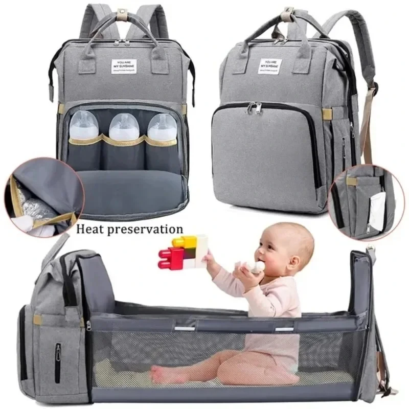 Mommy Bag Outdoor Bottle Carrier Diaper Bag Multi-functional Extended Bag Baby Seat Sleep Feeding Bag Large Capacity Backpack