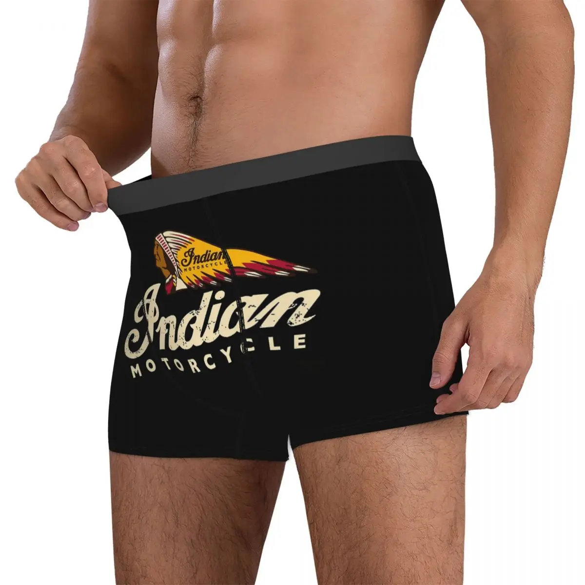 Boxer Underpants Shorts Indian Motorcycles Logo Panties Male Comfortable Underwear for Homme Man Boyfriend Gift