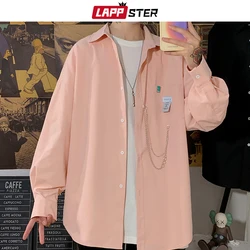 LAPPSTER Y2k Chian Black Shirts Oversized 2023 Shirts Korean Fashion Blouses Japanese Vintage Harajuku Long Sleeve Pink Shirt