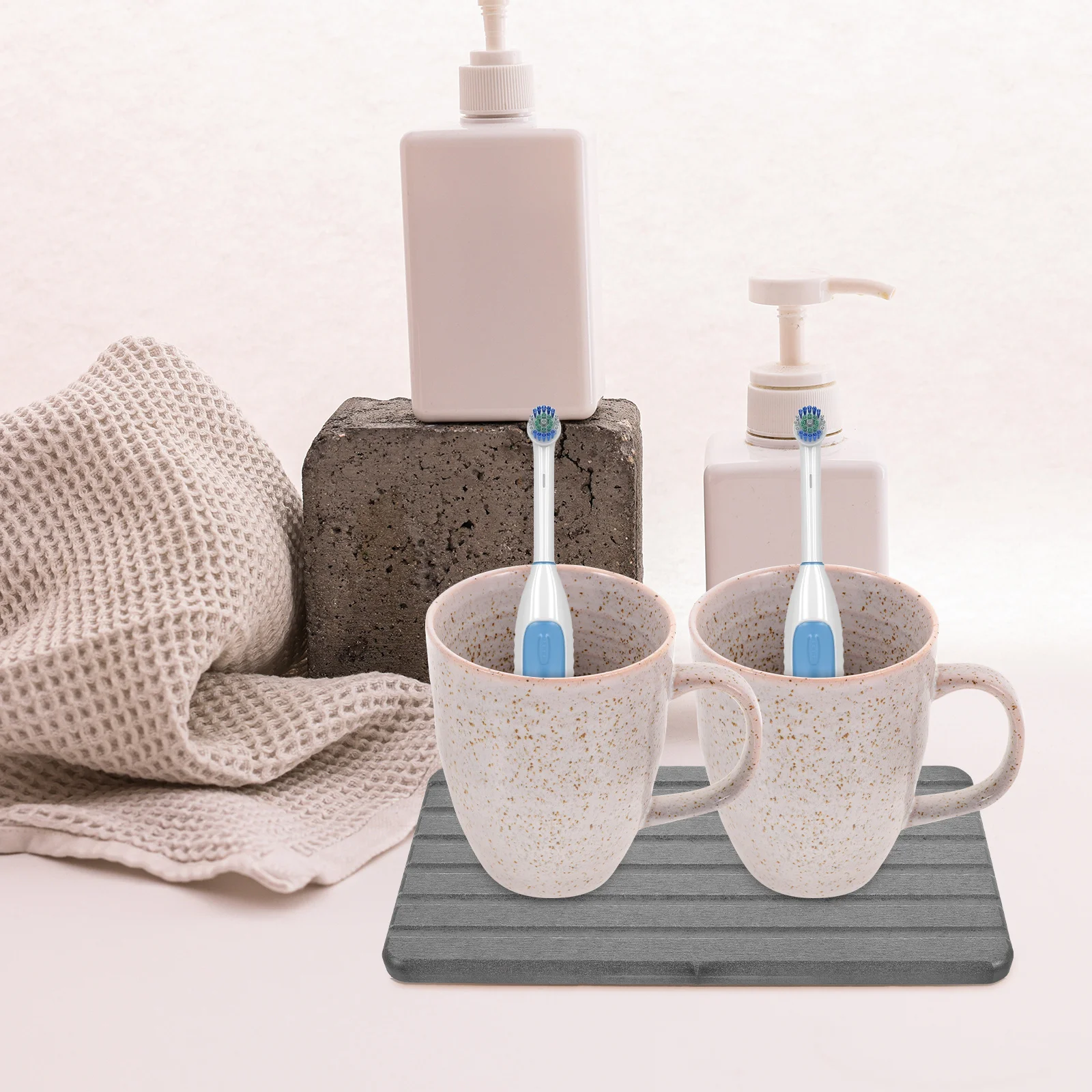 

4 Pcs Diatom Mud Coasters Absorbent Mats 21x10cm Deep Grey Soap Holder Bathroom Countertop Water Absorbent Drink Coasters