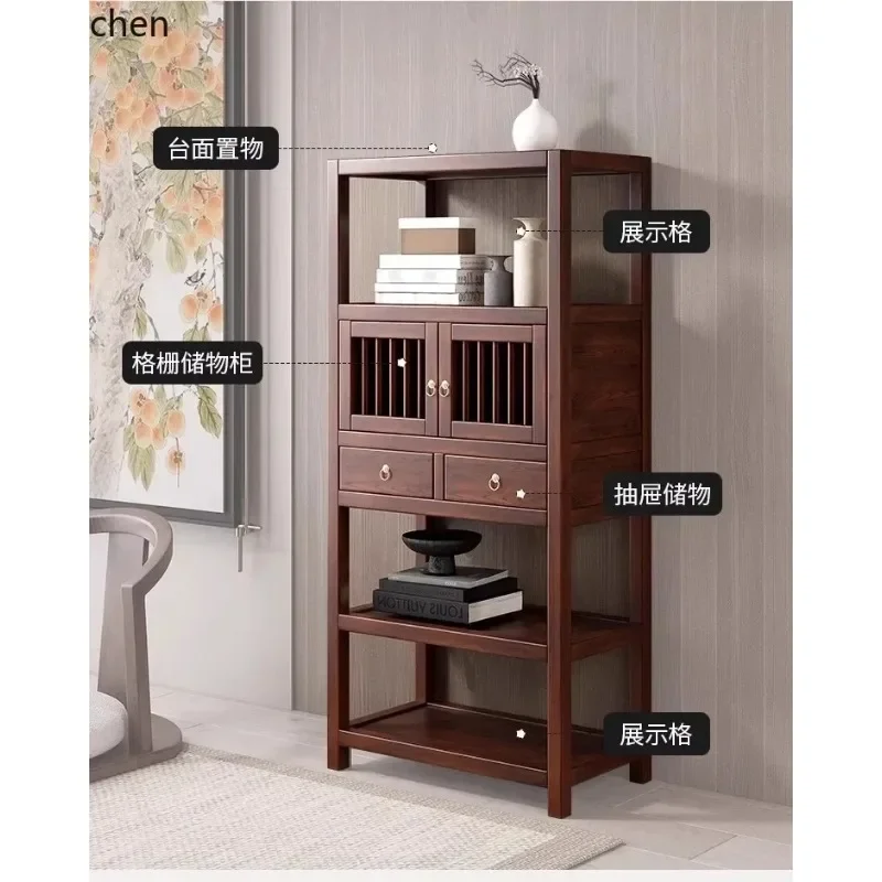 GZ-6 New Chinese Bogu Rack Solid Wood Shelf Balcony Duobao Pavilion Tea Pot Storage Cabinet
