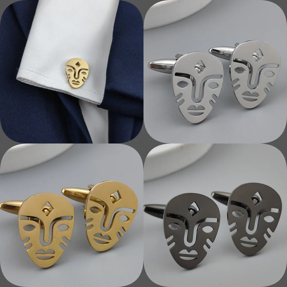 New Pharaoh Mask Men's Cufflinks Shirt Fashion Matching, Stainless Steel High Quality Birthday Gift, Formal Wear