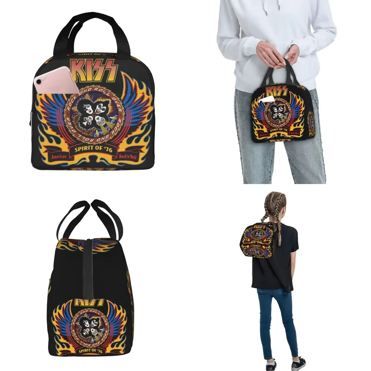 Rock Band Catman Insulated Lunch Bags High Capacity Kiss Reusable Cooler Bag Lunch Box Tote Office Outdoor Food Bag