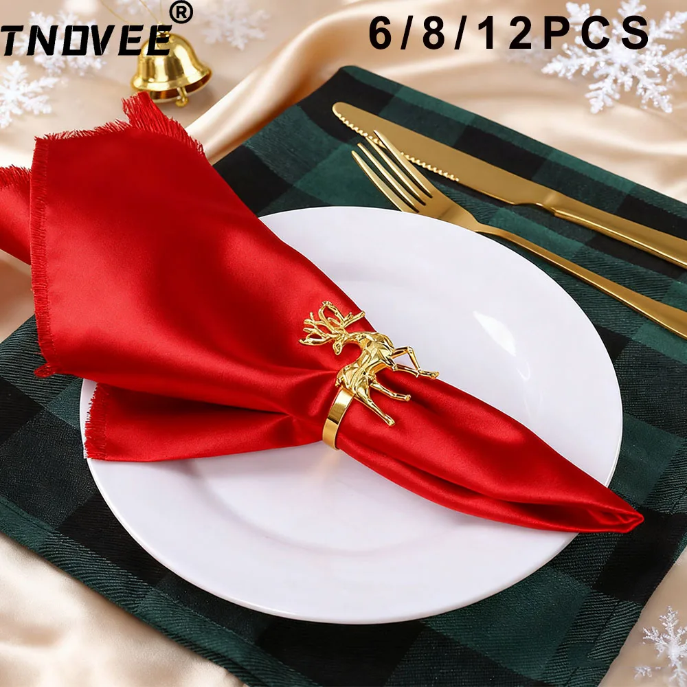 

6/8/12 шт., рождественские кольца для салфеток с оленем, металлические кольца для салфеток с оленями для праздничного ужина, декор стола