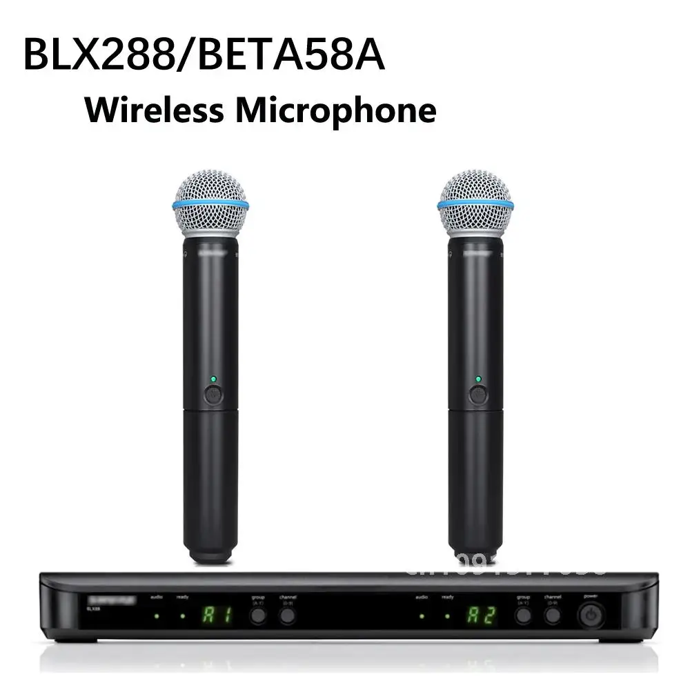 BLX288 beta58 wireless Microphone Dual Vocal System with two Handheld professional UHF PLL true diversity mic for Singing