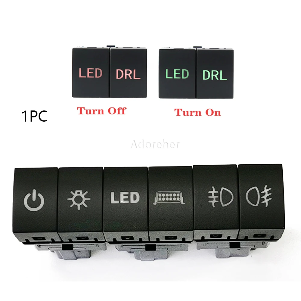 

1PC Car Dual Switch Power LED DRL Fog Lights Spotlight Switch Button With Connect wire For Nissan X-TRAIL 2023 Accessories