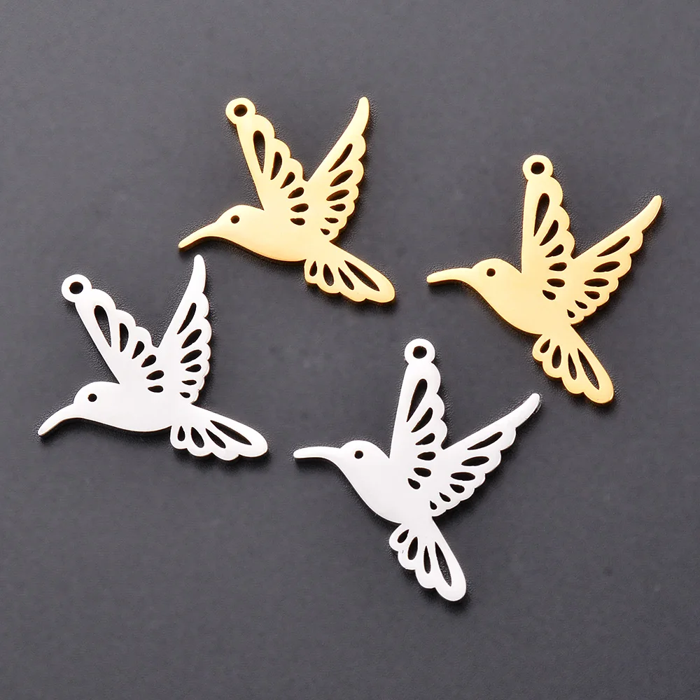 10 Stück/Set Tier-Vogel-Anhänger Kolibri-Anhänger Edelstahl-Anhänger für Schmuckherstellung Zubehör DIY-Accessoires – Detail 5