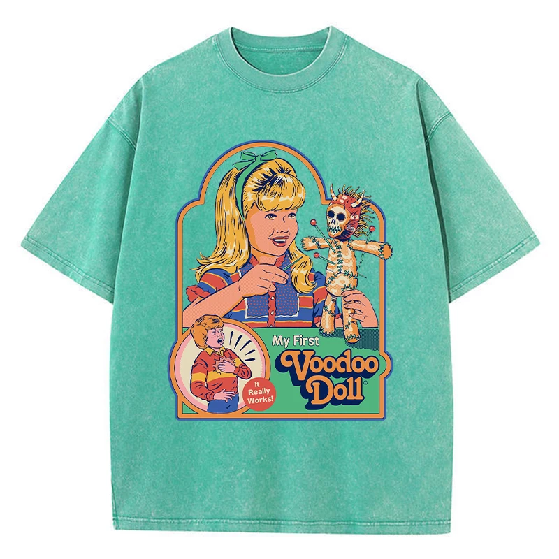 تي شيرت نسائي مطبوع عليه دمية فودو ، تي شيرت صيفي قابل للتنفس ، تيشيرتات على الموضة في الشوارع ، ملابس رياضية غير رسمية رائعة