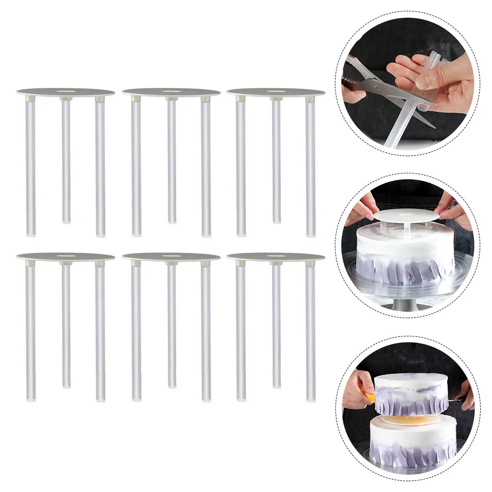 

6 set Support Rods Plastic Dessert Display Bracket For Multi-Layer Cake Piling Sturdy Food Grade Simple Cake Stand Holder