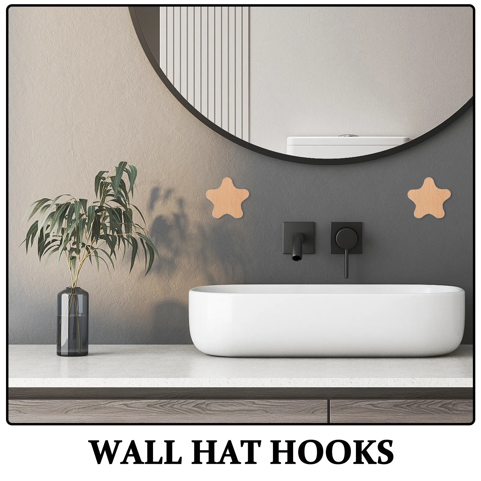 5Pcs Wooden Wall Hat Hooks Creative Star Shape Adhesive Hanging Hats Bags Towels Coats Decorative Wall Mounted Hooks view 6