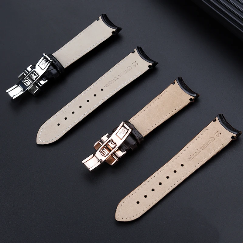 20 21mm The first layer of cowhide leather curved interface strap black brown watchband For Mido BELLUNA M024407A m024630a M024