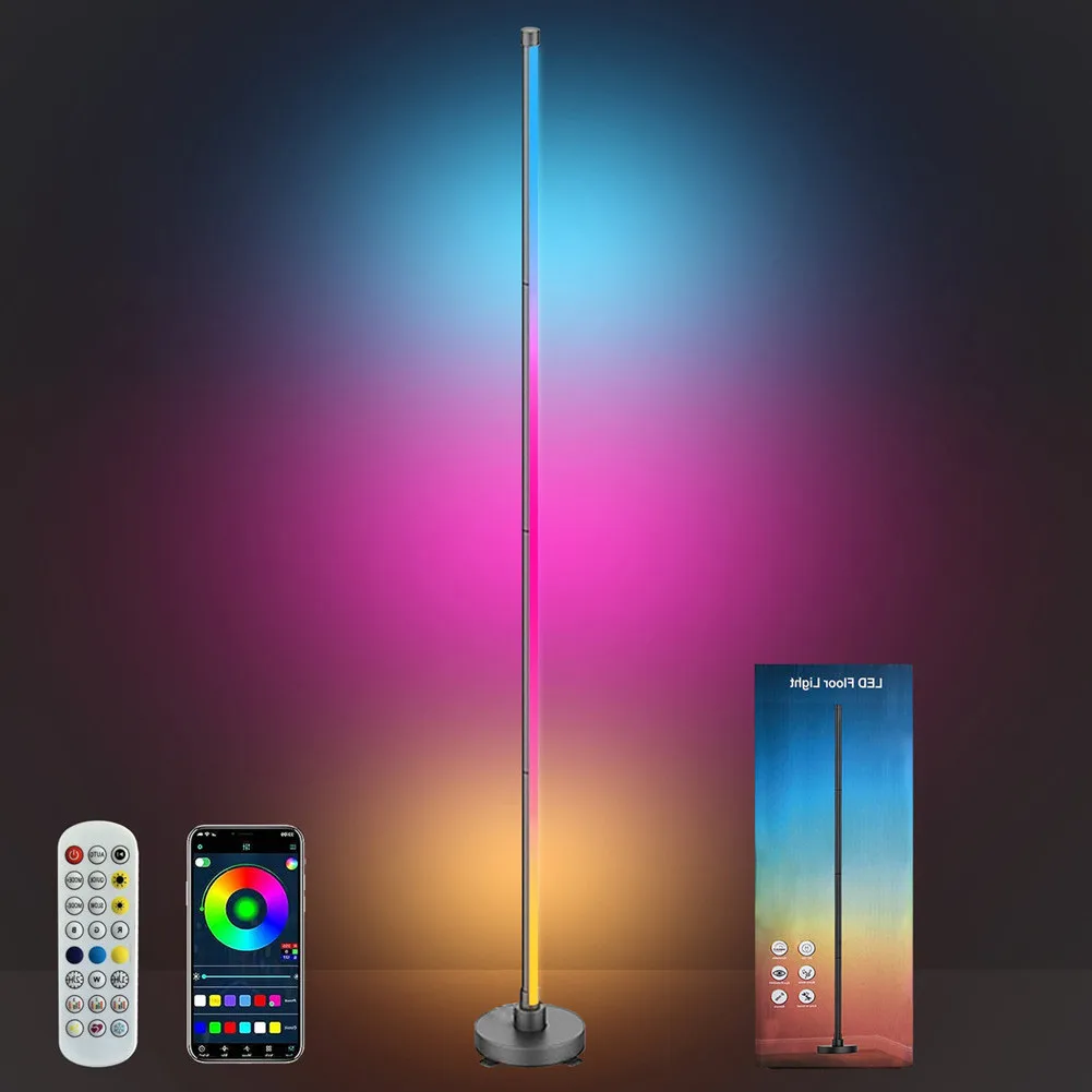 

LED Floor Lamps RGB Dimmable Indoor Lighting for Living Room with Remote Control and App Music Mode 16 Million Colours