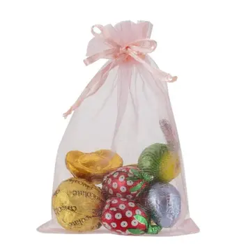 50個粉紅歐根紗抽繩飾品小袋,適用於耳環禮品包裝、婚禮用品、商業收納等。 10 最佳銷售 珠寶袋 - №1